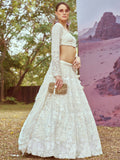 Cream Gold Heavy Embroidered Georgette Bridal Lehenga