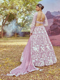 Lavender Heavy Embroidered Georgette Bridal Lehenga