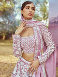 Lavender Heavy Embroidered Georgette Bridal Lehenga