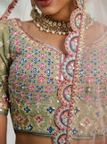 Multi-Color Net Bridal Lehenga with Gotapatti & Sequins Work