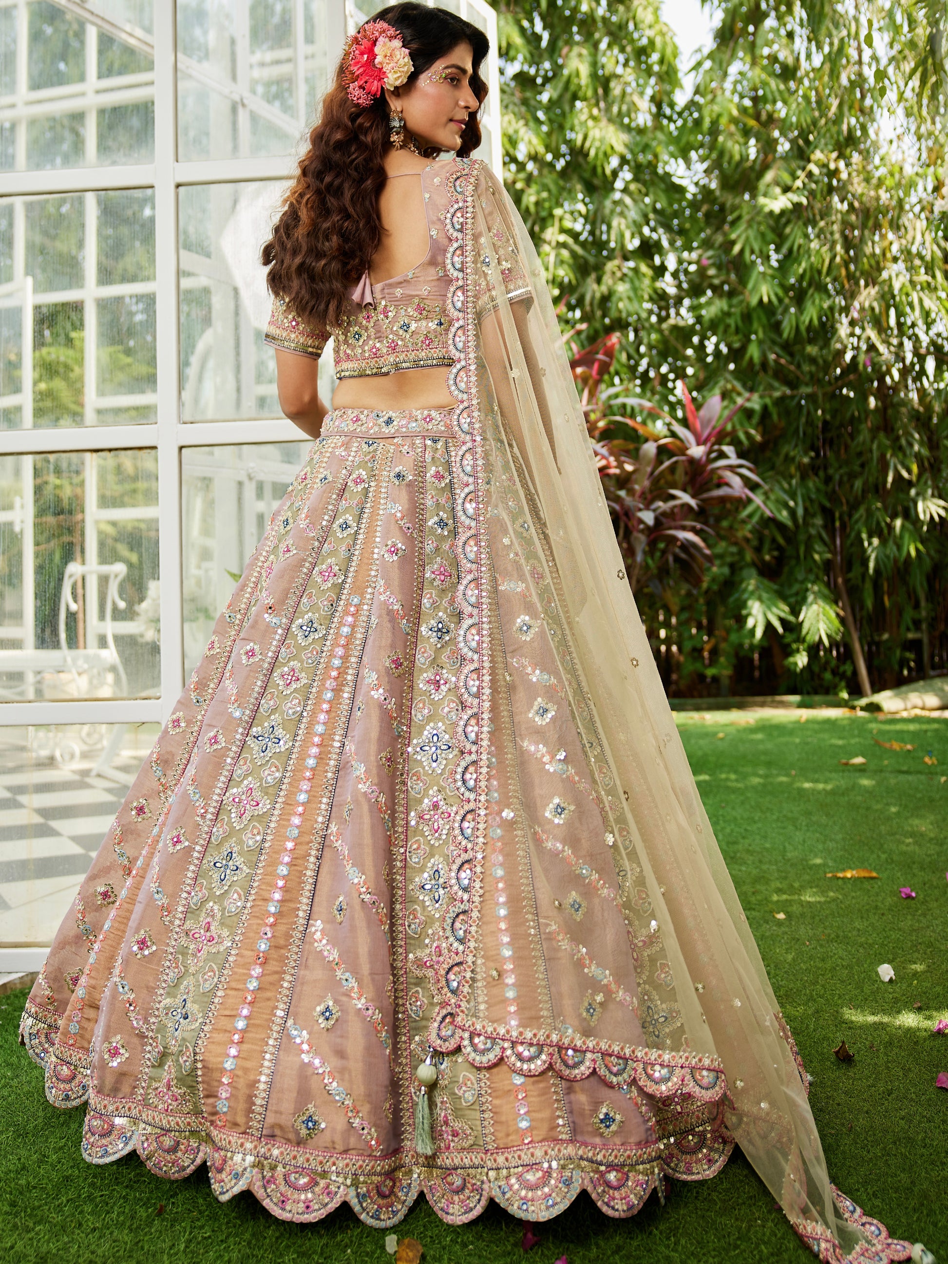 Multi-Color Gotapatti Net Bridal Lehenga