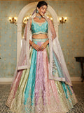 Multi-Color Satin Silk Lehenga with Heavy Sequin