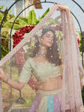 Multi-Color Satin Silk Lehenga with Sequins