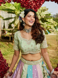 Multi-Color Satin Silk Lehenga with Sequins