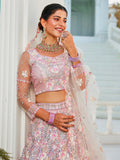 Grey Net Bridal Lehenga with Sequins & Zarkan Embroidery