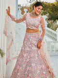 Grey Net Bridal Lehenga with Sequins & Zarkan Embroidery