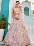 Grey Net Bridal Lehenga with Sequins & Zarkan Embroidery