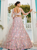 Grey Net Bridal Lehenga with Sequins & Zarkan Embroidery