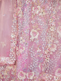 Pink Net Bridal Lehenga with Sequins & Zarkan Embroidery