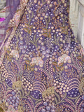 Purple Net Bridal Lehenga with Sequins & Zarkan Embroidery