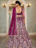 Burgundy Net Bridal Lehenga with Sequins & Zarkan Work