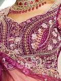 Burgundy Net Bridal Lehenga with Sequins & Zarkan Work