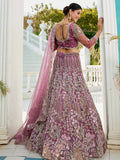 Lavender Net Bridal Lehenga with Sequins & Zarkan Embroidery