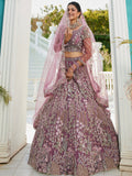 Lavender Net Bridal Lehenga with Sequins & Zarkan Embroidery