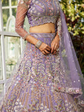 Mauve Net Bridal Lehenga with Sequins & Zarkan Embroidery