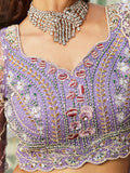 Mauve Net Bridal Lehenga with Sequins & Zarkan Embroidery