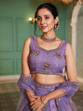 Lavender Sequins & Zarkan Embroidered Net Lehenga