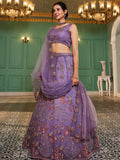 Lavender Sequins & Zarkan Embroidered Net Lehenga