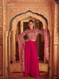 Pink Embroidered Chinon Palazzo Suit