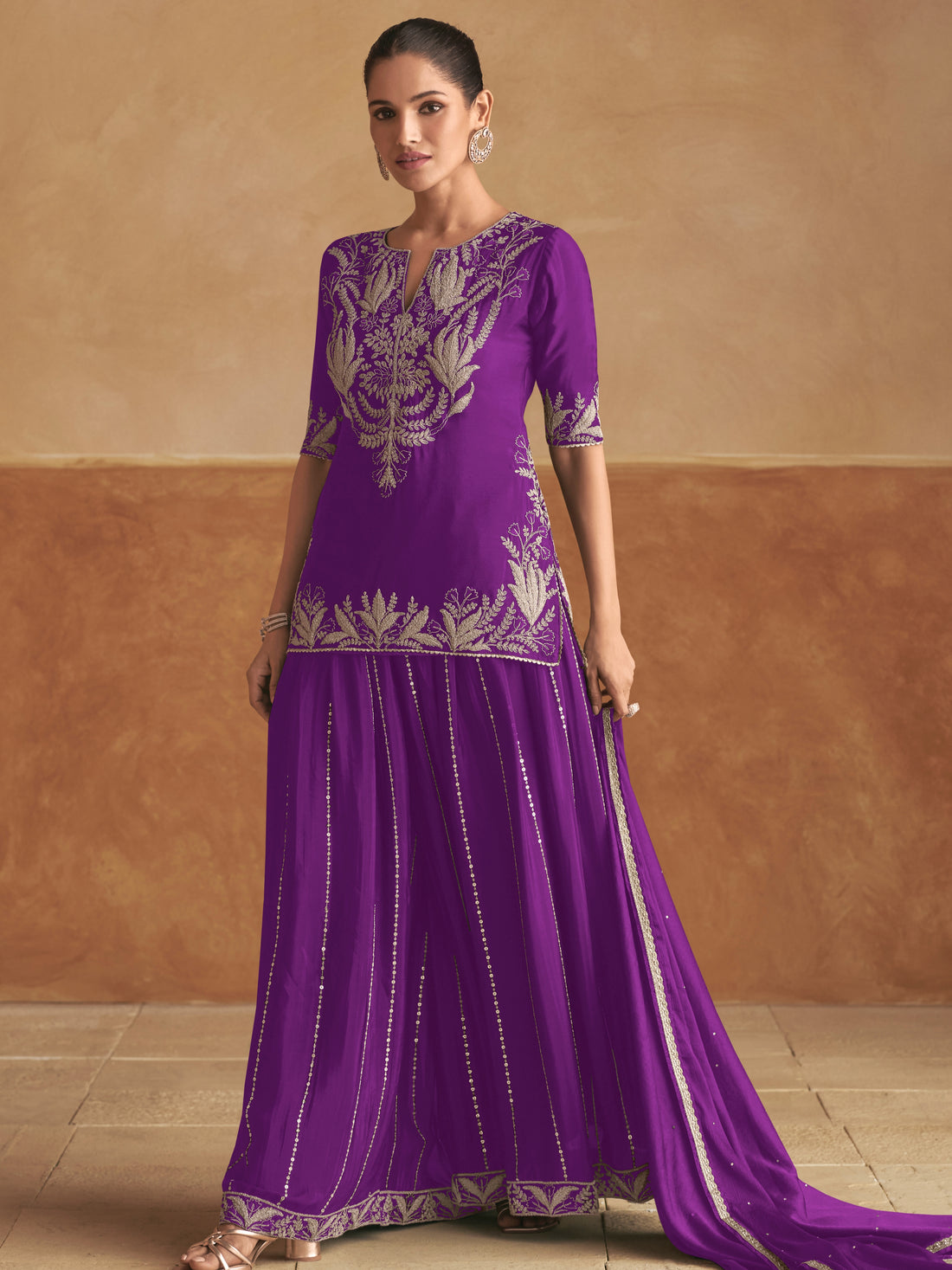 Royal Purple Real Chinon Palazzo Suit