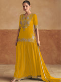 Mustard Yellow Real Chinon Palazzo Suit