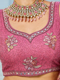 Pink Embroidered Net Lehenga with Sequins & Zarkan Work