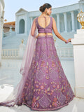 Purple Embroidered Net Lehenga with Sequins & Zarkan Work