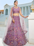 Purple Embroidered Net Lehenga with Sequins & Zarkan Work