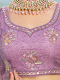 Purple Embroidered Net Lehenga with Sequins & Zarkan Work