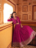 Magenta Embroidered Jacket Style Lehenga