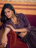 Deep Purple Jacket Style Lehenga