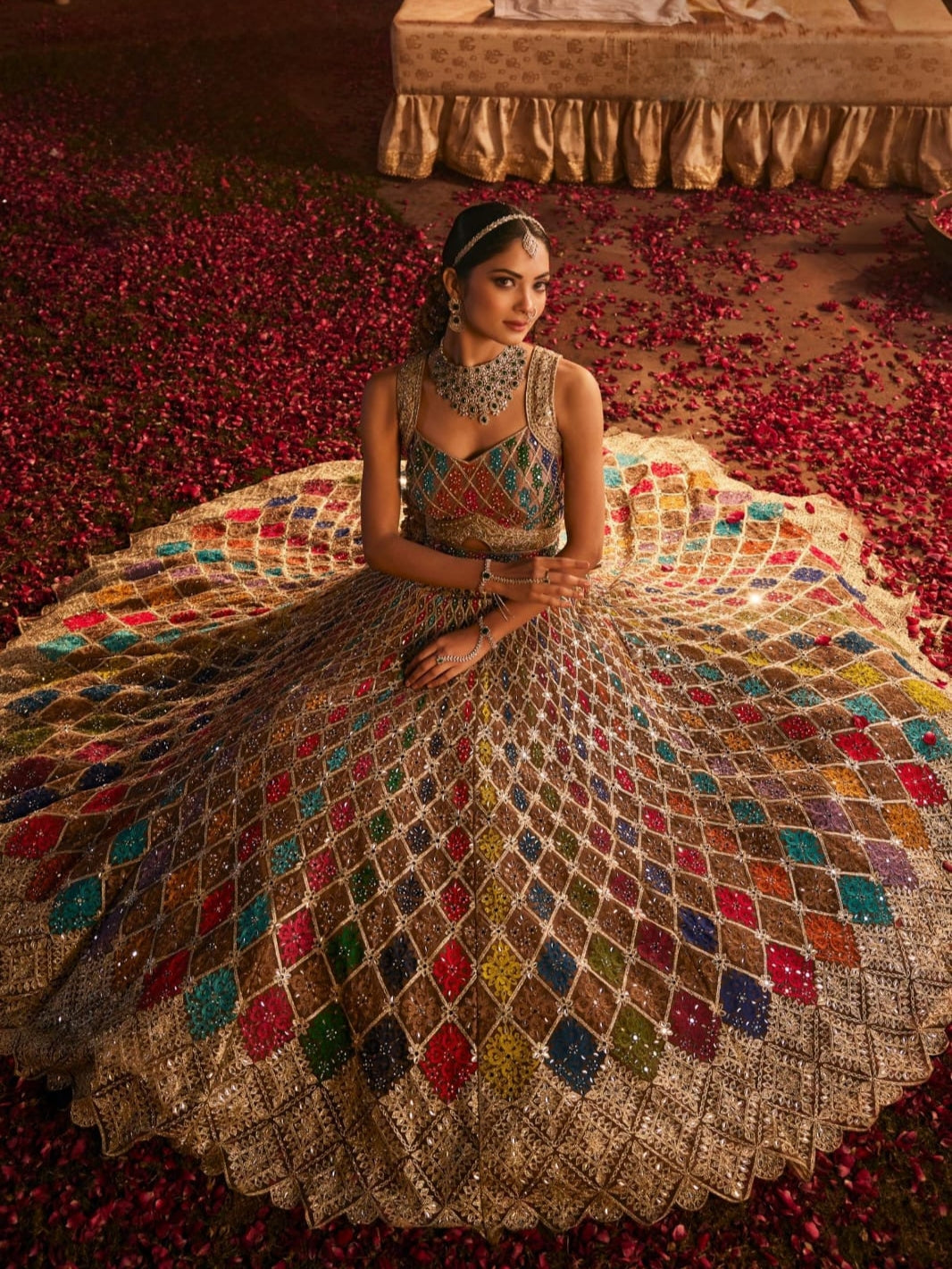 Multicolor Heavy Embroidered Bridal Lehenga