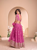 Majestic Pink Heavy Embroidered Jacquard Silk Lehenga Choli