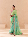 Pastel Mint Green Viscose Bemberg Designer Saree