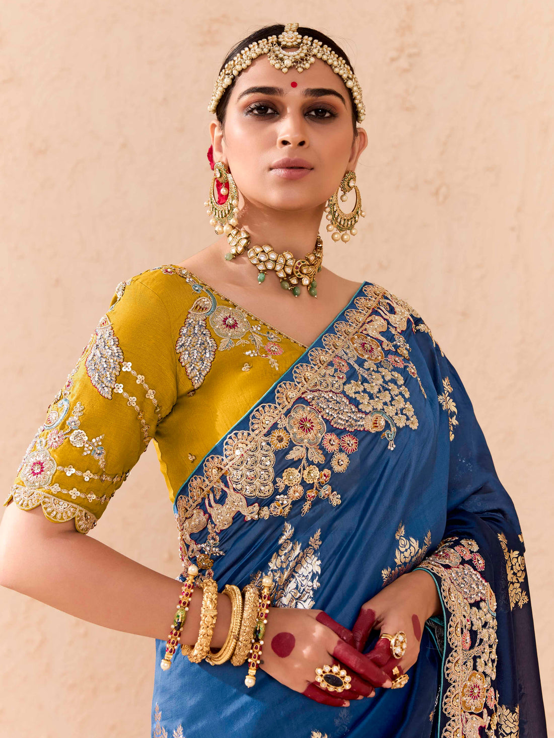 Rich Blue Viscose Bemberg Designer Saree