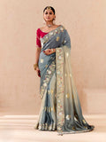 Greyish Blue Viscose Bemberg Designer Saree