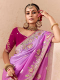 Light Purple Viscose Bemberg Designer Saree