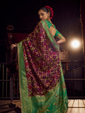 Deep Maroon & Green Pure Viscose Dola Banarasi Saree