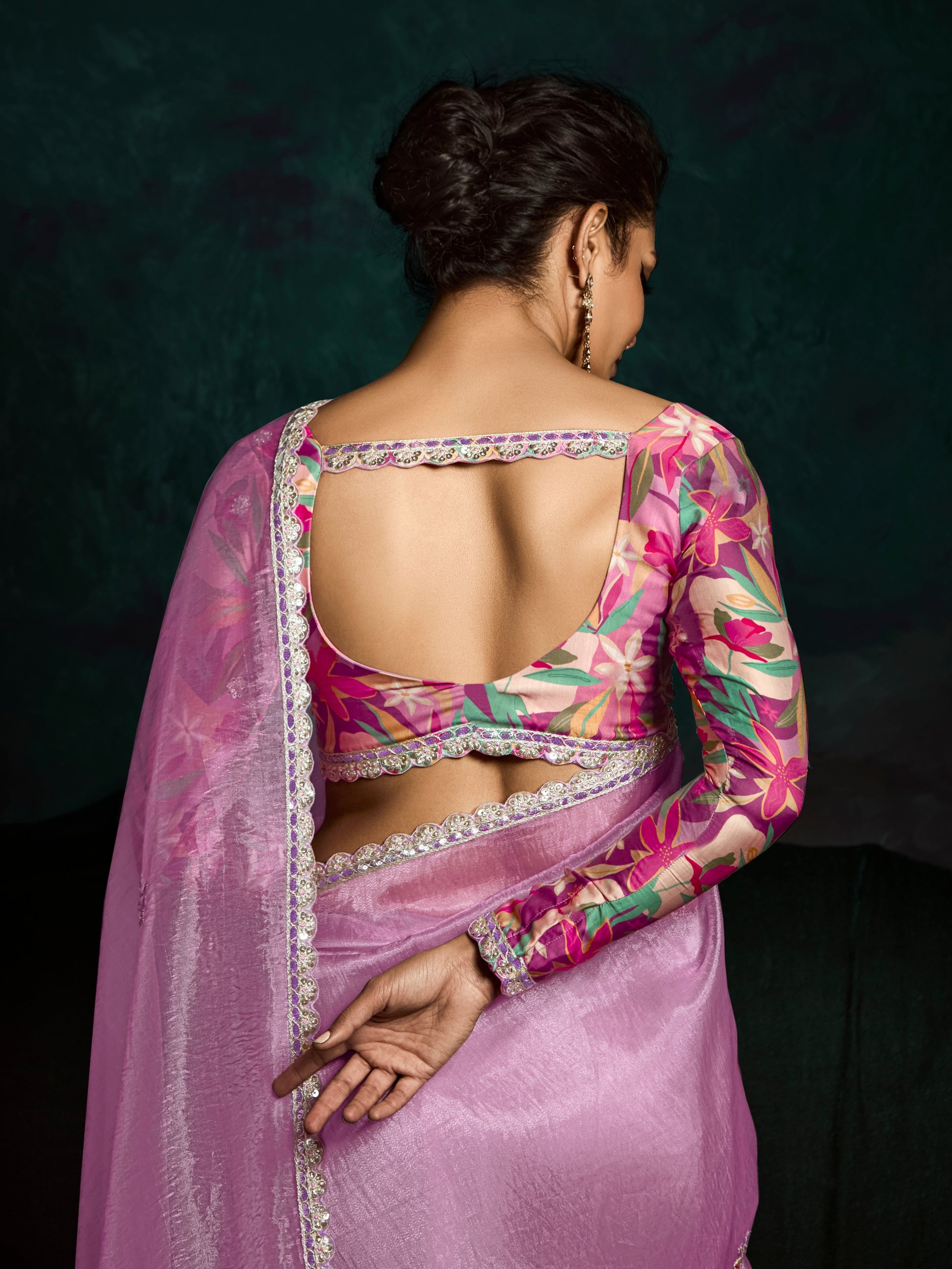 Lilac Pink Designer Saree with Sequin & Thread Work