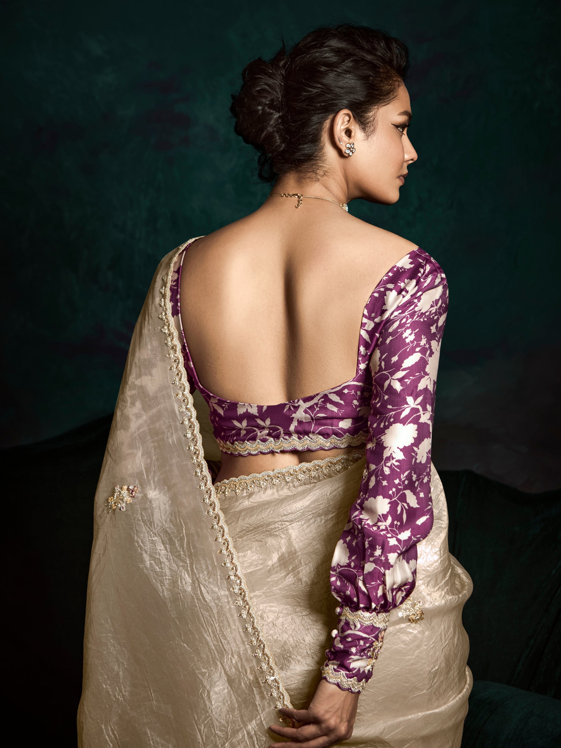 Beige Designer Saree with Sequin & Thread Embroidery