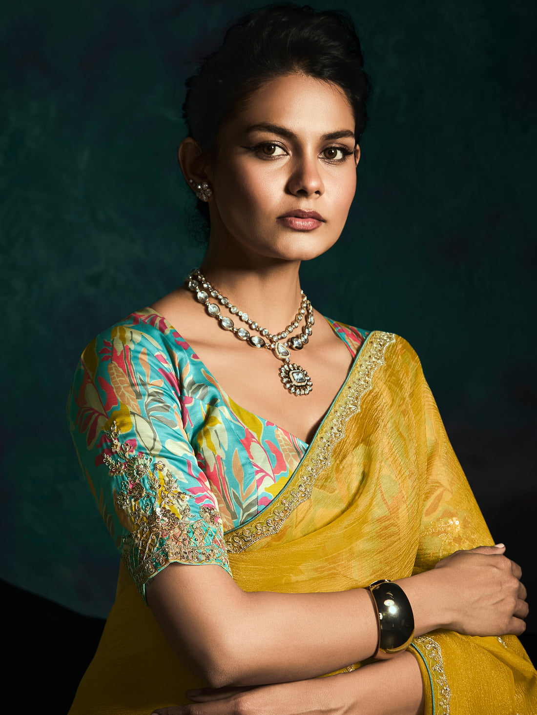 Yellow Designer Saree with Sequin & Thread Embroidery