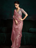 Blush Pink Designer Saree with Sequin & Thread Embroidery