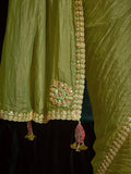 Olive Green Designer Saree with Sequin & Thread Embroidery