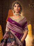 Royal Purple Banarasi Silk Saree with Silver Zari Weaving