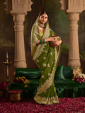 Green Crepe Dola Silk Designer Saree with Zari Weaving