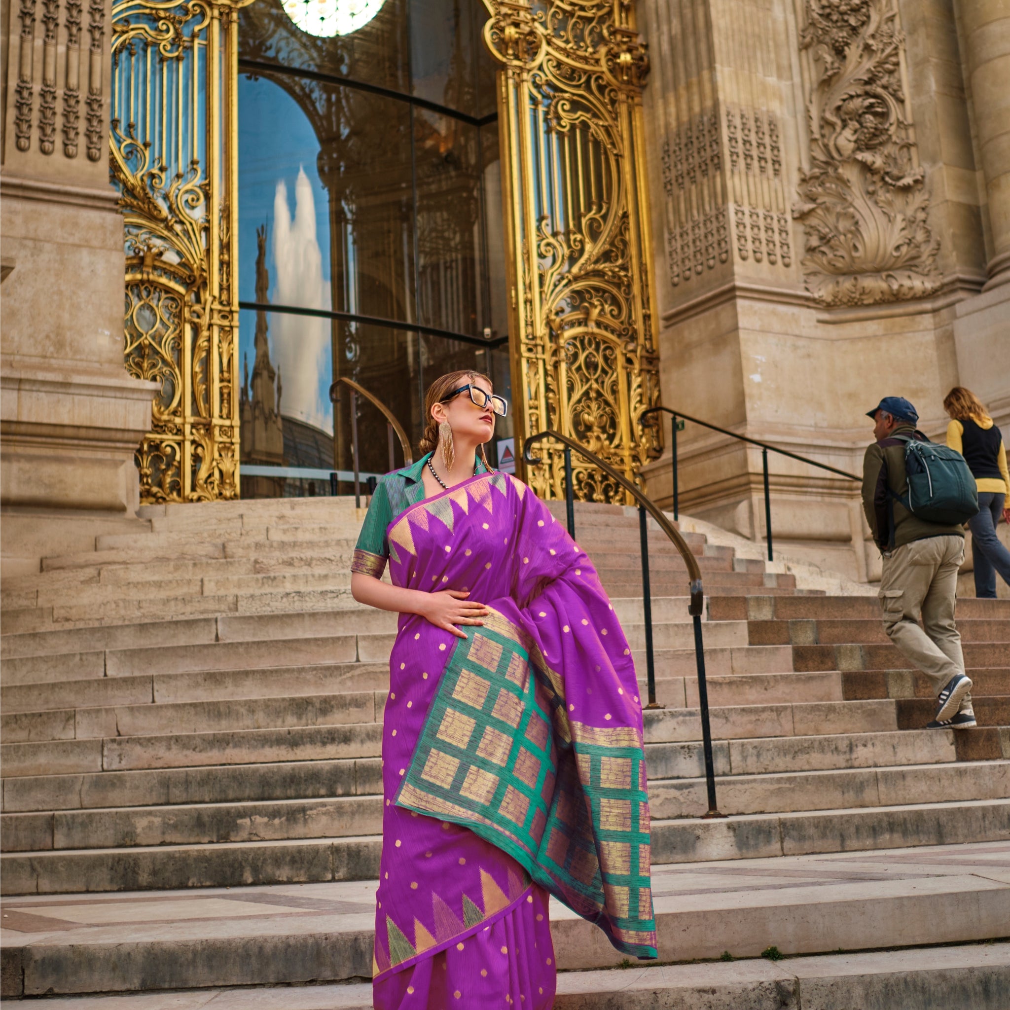 Royal Purple & Green Kanchipuram Silk Saree