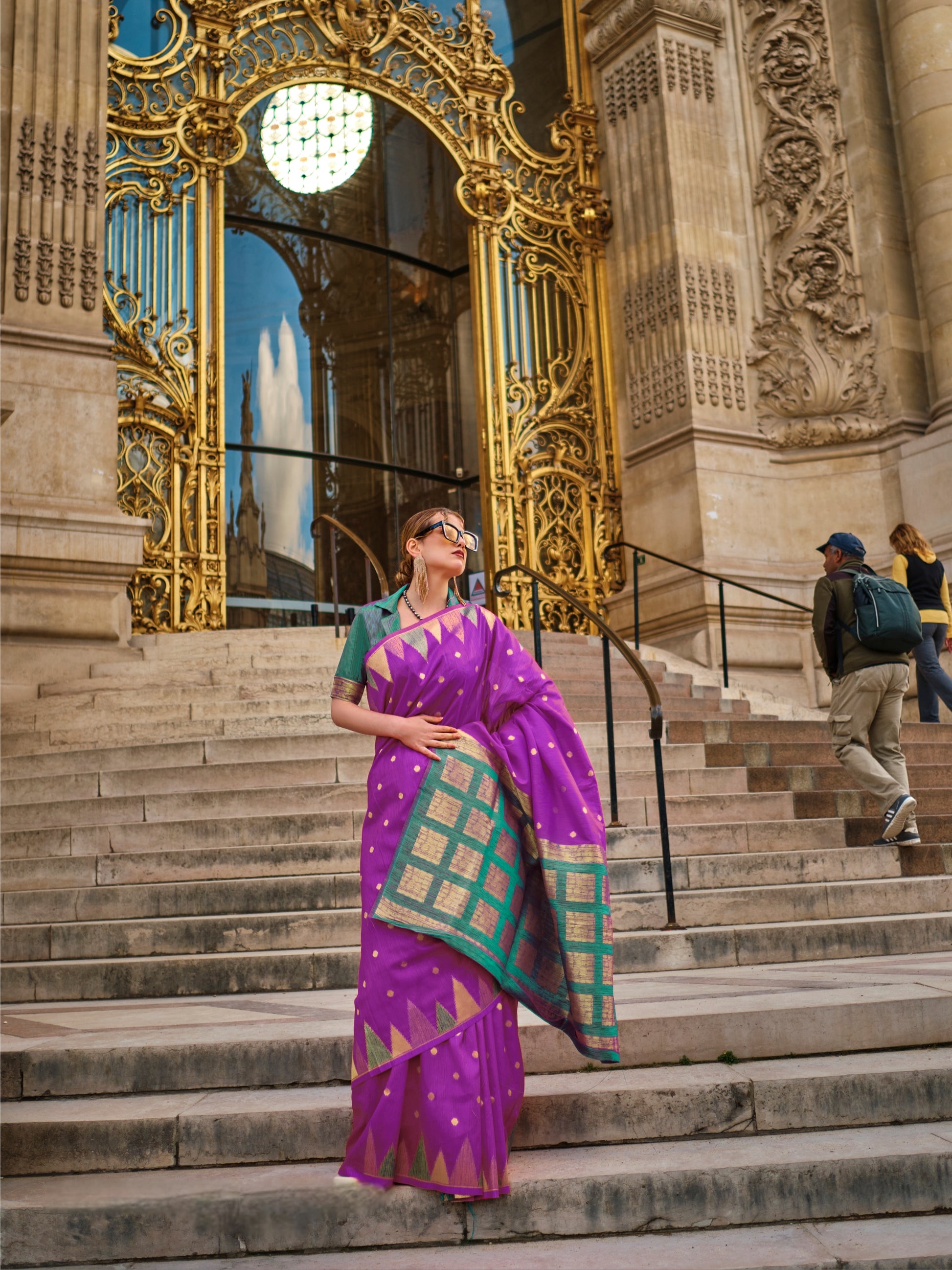 Royal Purple & Green Kanchipuram Silk Saree