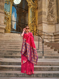 Red & Blue Kanchipuram Silk Saree with Gold Checks