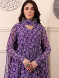 Purple Digital Printed Anarkali Kurti with Dupatta & Bottom