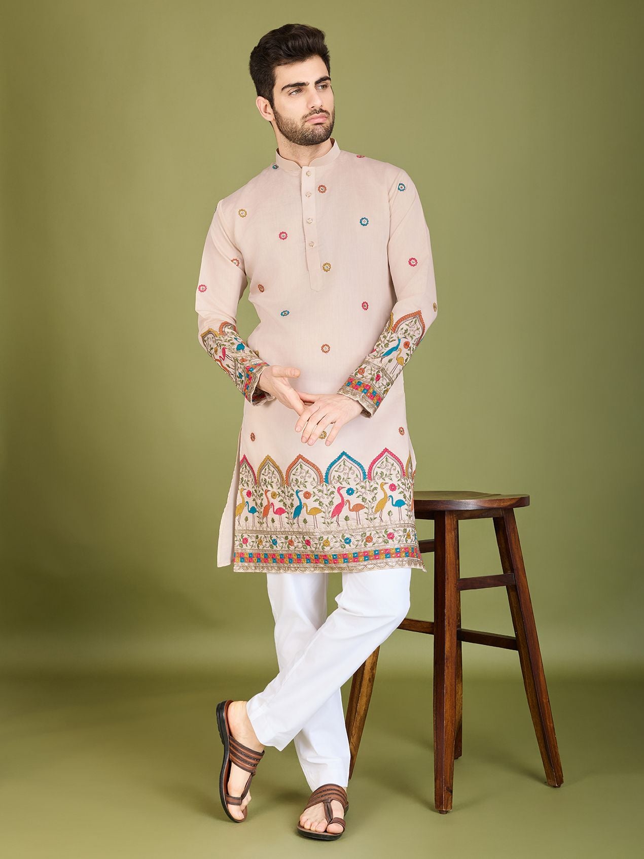 Ivery Colour Viscose Silk Heavy Thread Work Kurta Payjama